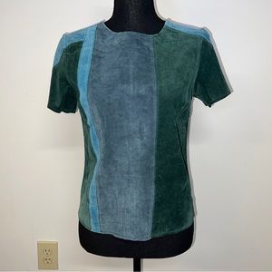 Suede zipper back t-shirt
